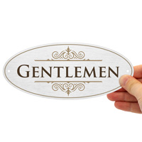 Metallic gentlemen's restroom sign