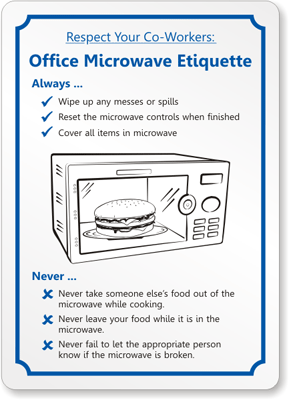 Plastic Sign Microwave Rules Office