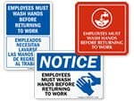 Employees Must Wash Hands Signs