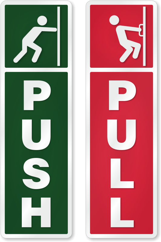 Make it easy for customers and visitors to know whether to pull or push the  door. Use our Push Pull DiamondPlate™ Anodized Door Signs so that people