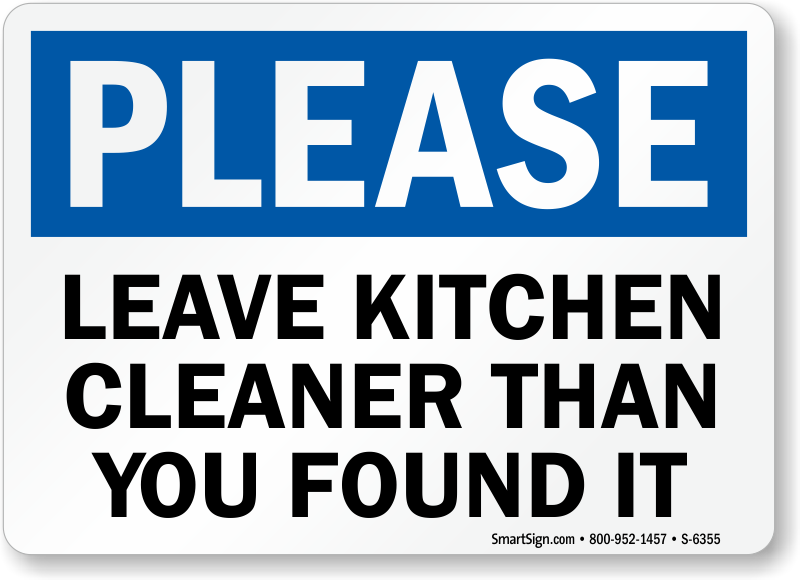 clean kitchen signs