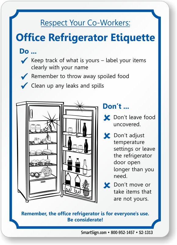 Office Refrigerator Etiquette Sign S2 1313 