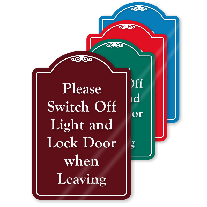 Switch Off Light When Leaving ShowCase Sign, SKU: SE-7077