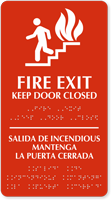 Personalized Bilingual in Case of Fire Braille Fire Door Keep Closed Braille Sign by BannerBuzz